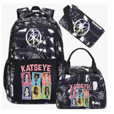 Hot Katseye Funny Print Backpacks WIth Lunch Bags Multi-pocket Camouflage Teens Travel Laptop Backpack Women School Bag Mochila