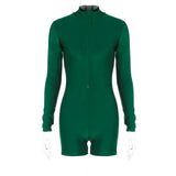 Long Sleeve Zip-Up Bodycon Romper