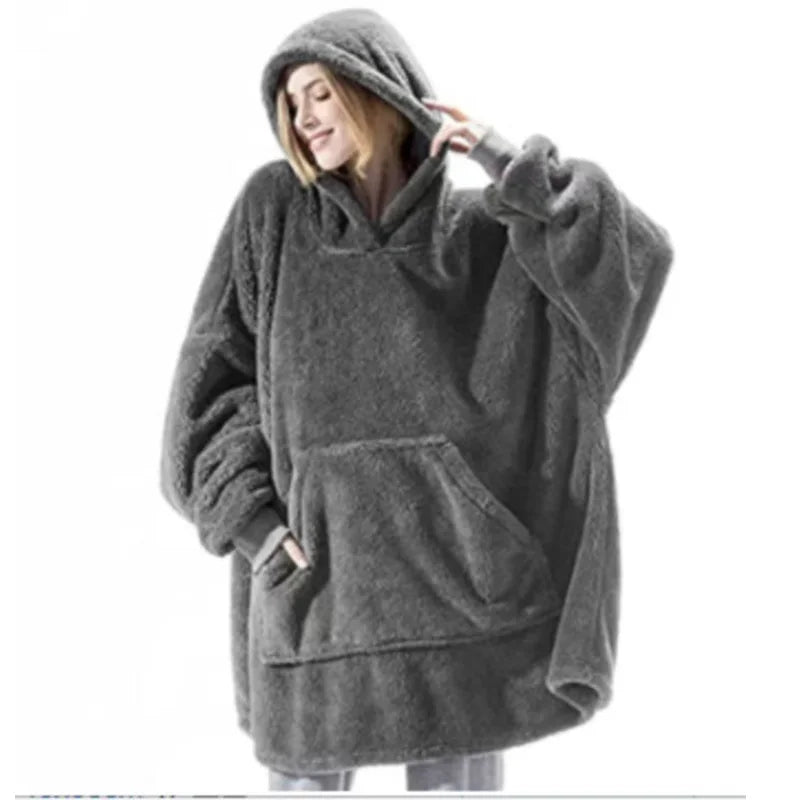 Oversized Fleece Hooded Blanket Sweatshirt