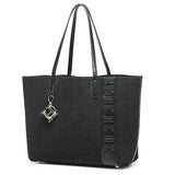 CH Fashion Women's Large Capacity Tote Bag Monogram Embossed Handbag with Metal Daily Commute Work Shoulder Bag