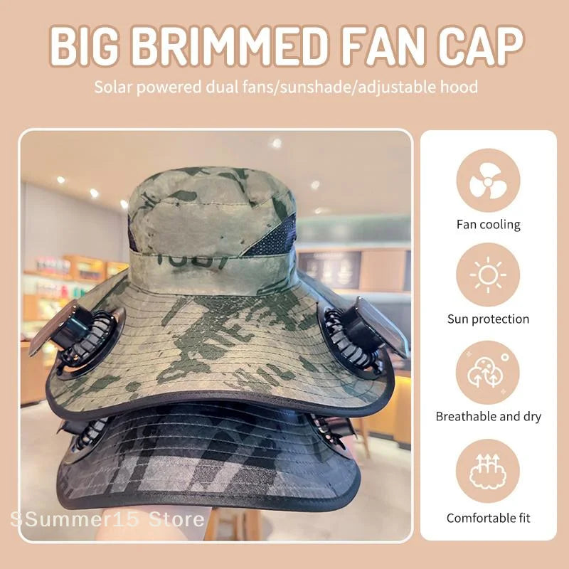 Solar-Powered Cooling Bucket Hat | UPF 50+ Wide Brim
