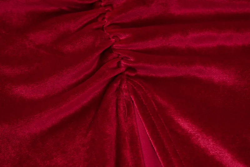 Elegant Velvet Split Midi Dress