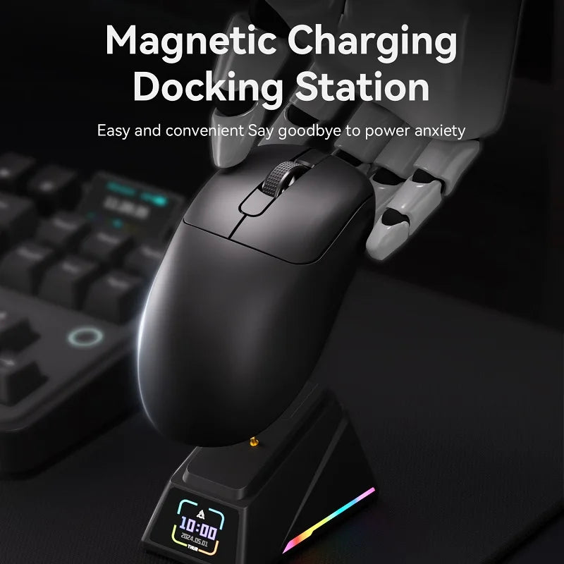Ajazz AJ179 Apex PAW3950 Wireless Gaming Mouse with RGB Charging Dock, Computer Macro Mouse Gamer,Lightweight Ergonomic PC Mice