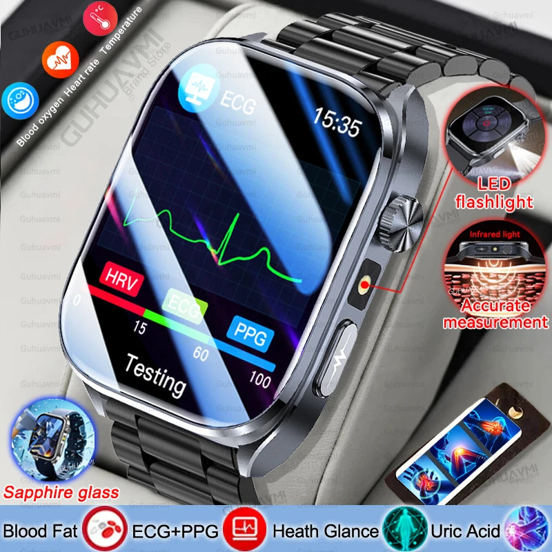 ECG+PPG Health Smartwatch – AI Body Analysis & BT Calling
