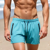 Men's Quick-Dry Athletic Gym Shorts with Zipper Pockets