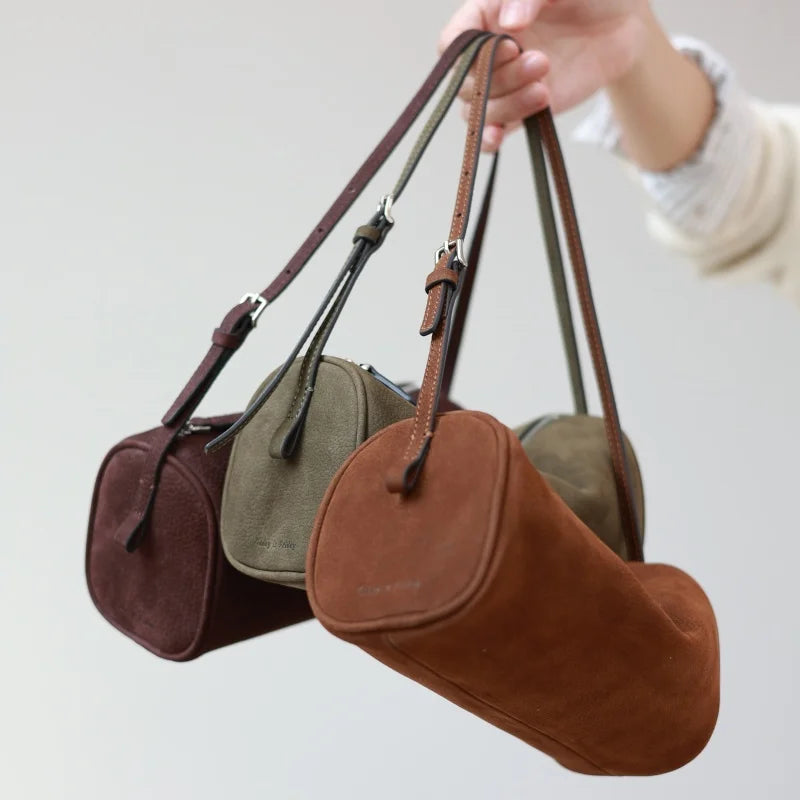 Full Grain Leather Soft Balck Small Size Crossbody Bags For Women Luxury Adjustable Shoulder Strap Underarm Bag Portable Handbag