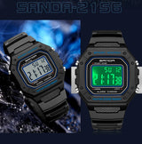 SANDA 2156 Fashion Mens Watch Military Water Resistant Sport Watches Army Big Dial Led Digital Wristwatches Stopwatches For Male