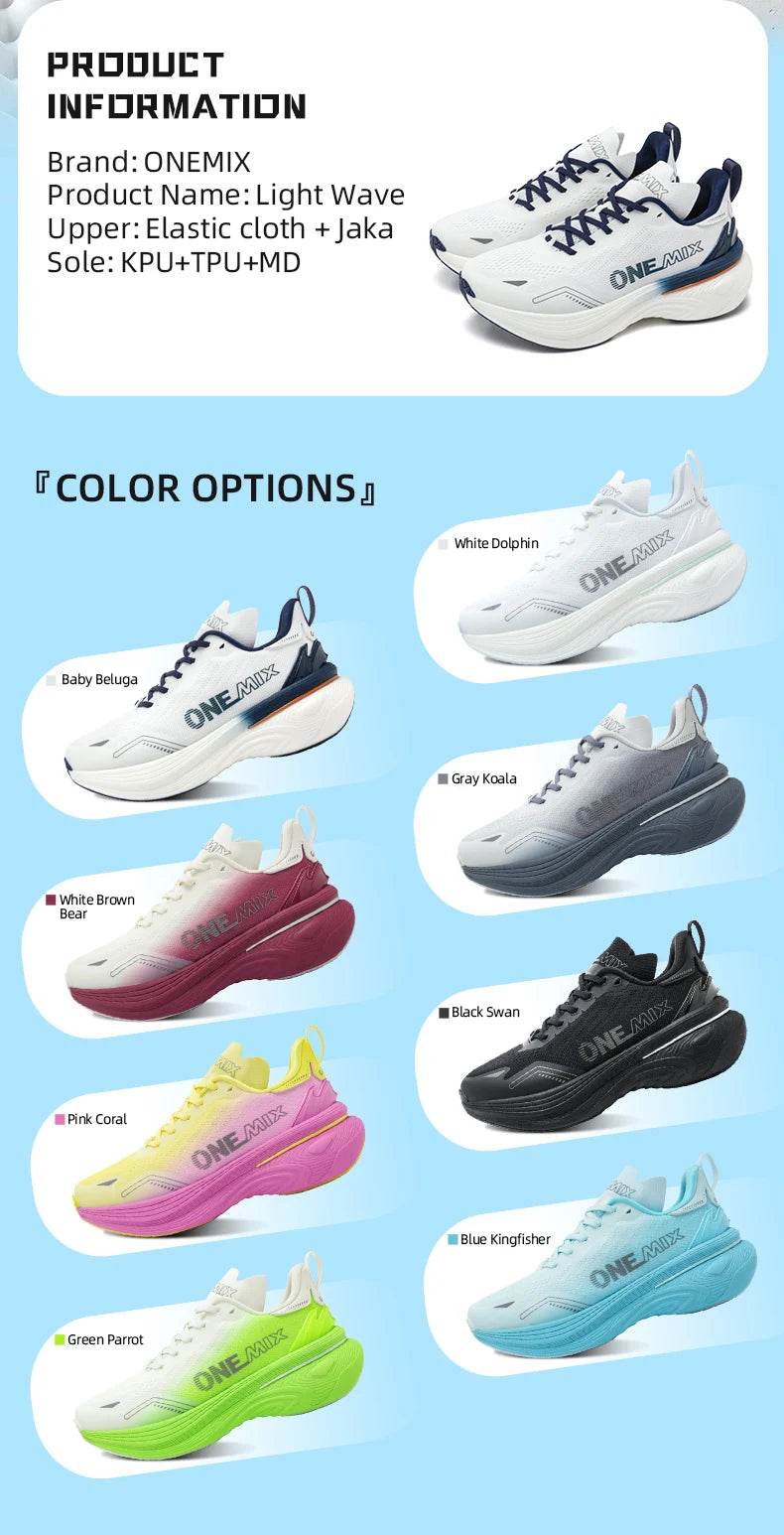 ONEMIX Bumper Max Cushion Running Shoes Women and Men Light Sneakers Road Shoes Fashion Sports Shoes Training Jogging Fitness
