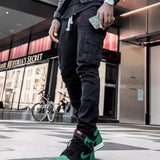 Men Casual Pencil Jeans Male Elastic Multi Pocket Small Slim High Street Denim Pants Wash Solid Color Mid Waist Cargo Jeans