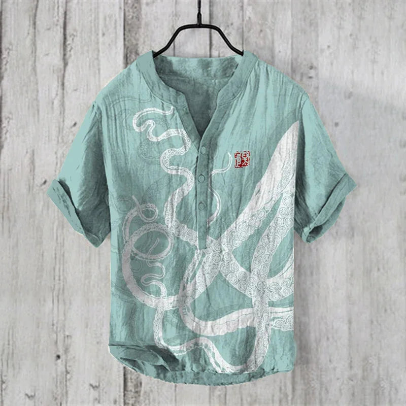 Men's USA-Made 3D Print V-Neck Summer Shirt | S-5XL