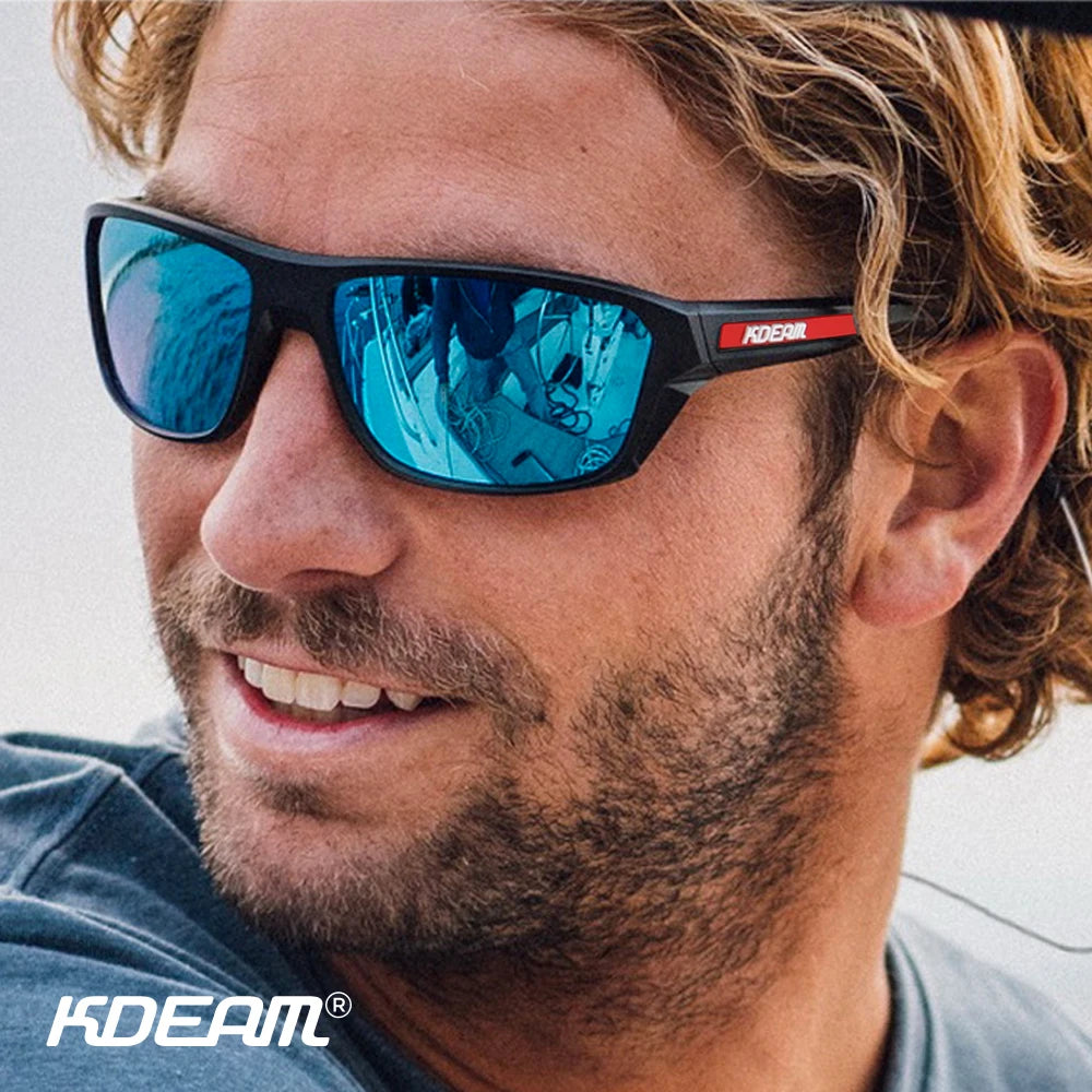 KDEAM All Black Fishing Sunglasses Polarized Performance Sports Sun Glasses For Men TR90 With Skull Case Category 3
