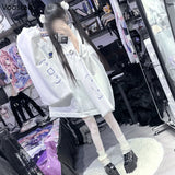 Women's White Embroidered Y2K Zip-Up Jacket