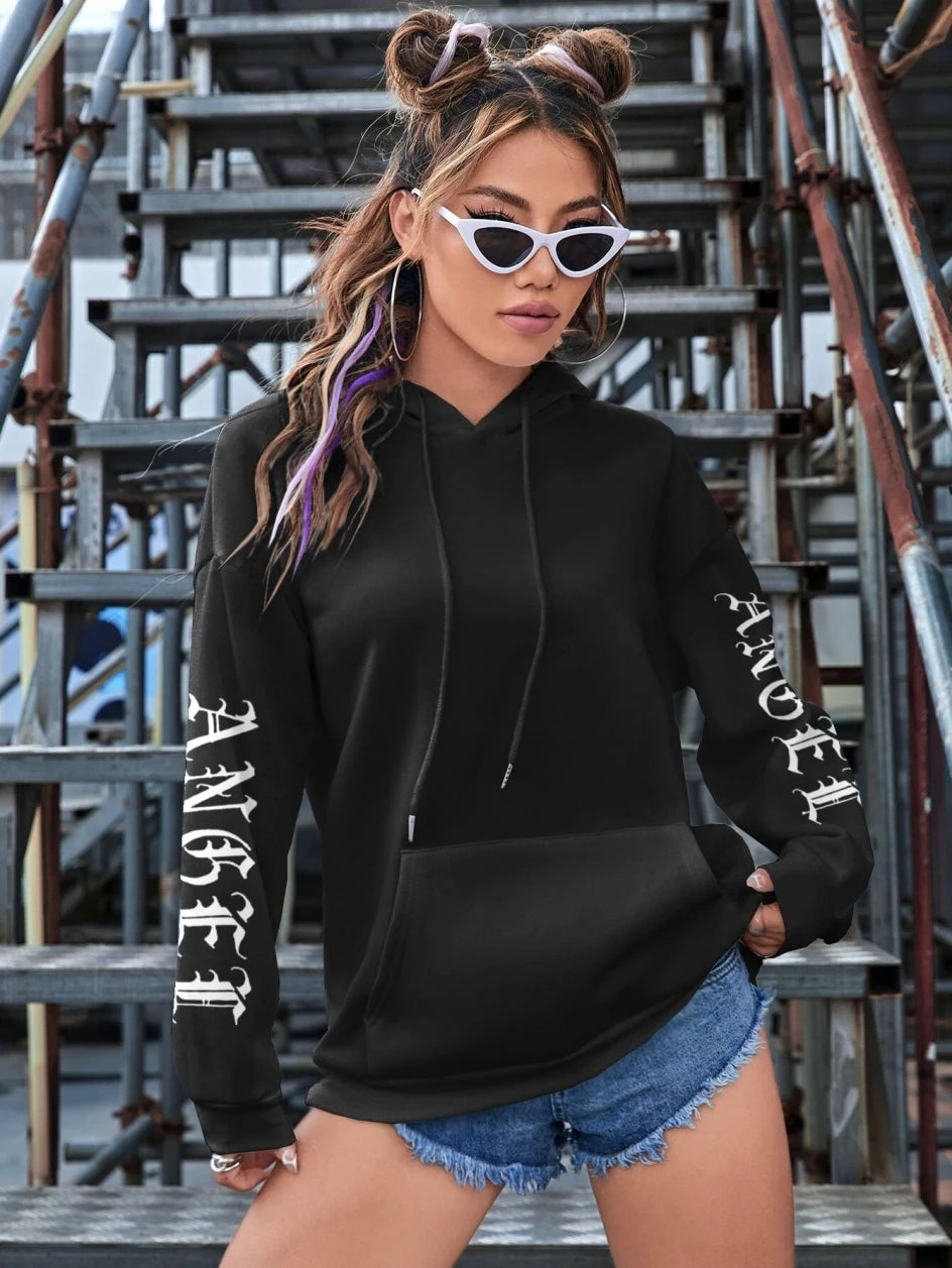 Angel Wings Oversized Graphic Hoodie