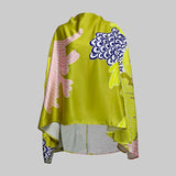 Yeezzi Floral Batwing Blouse & High-Waist A-Line Skirt