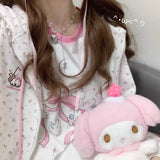 Women's Cat & Floral Print Zip-Up Hoodie