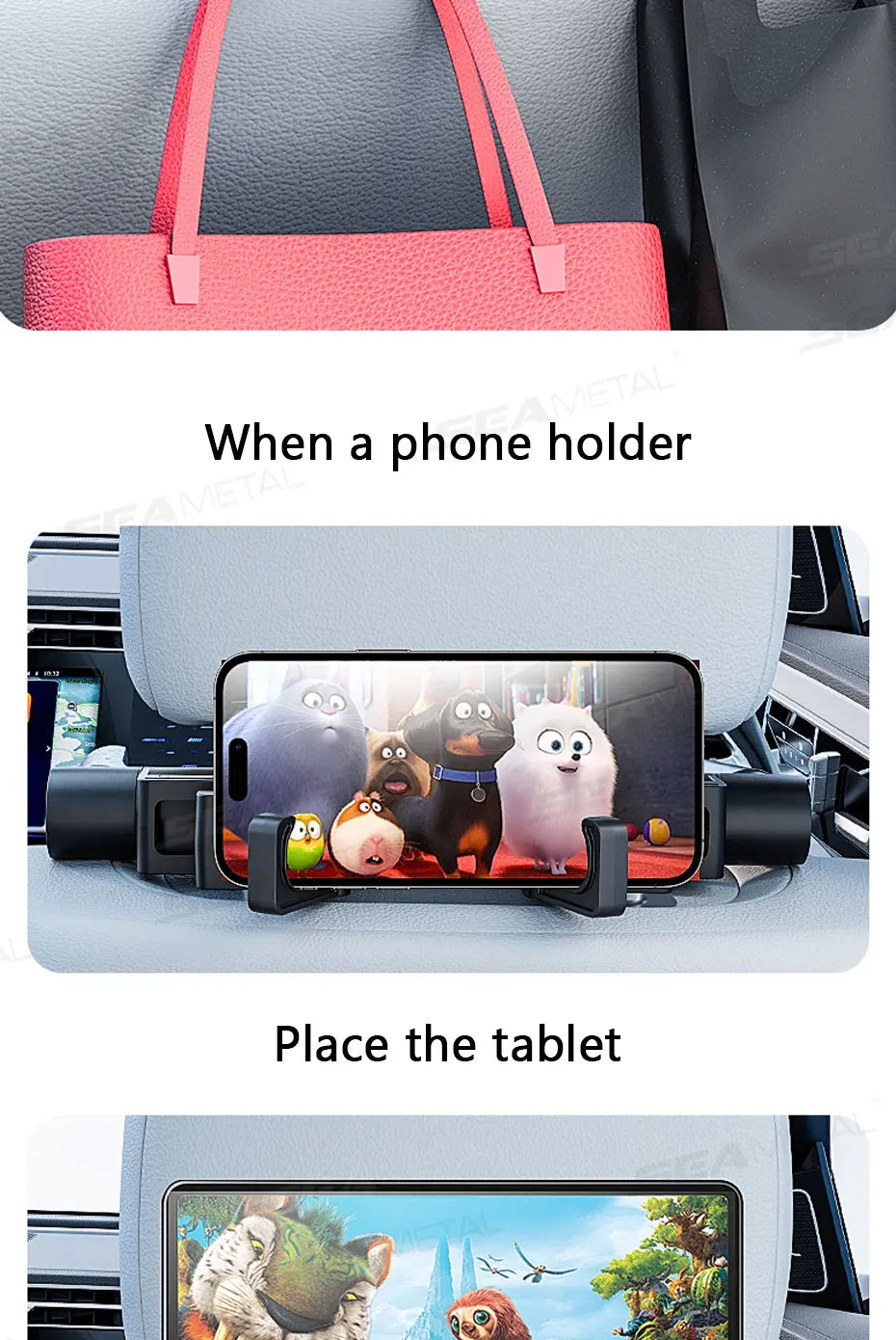 SEAMETAL Multifunctional Car Headrest 3D Memory Foam Neck Support Pillow Free-Adjustment Neck Protection Pillow for Traveling