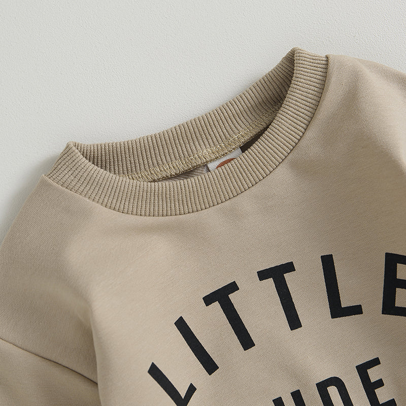 Toddler Boy "Little Dude" 2-Piece Fall/Winter Outfit | Long Sleeve Sweatshirt & Pants Set