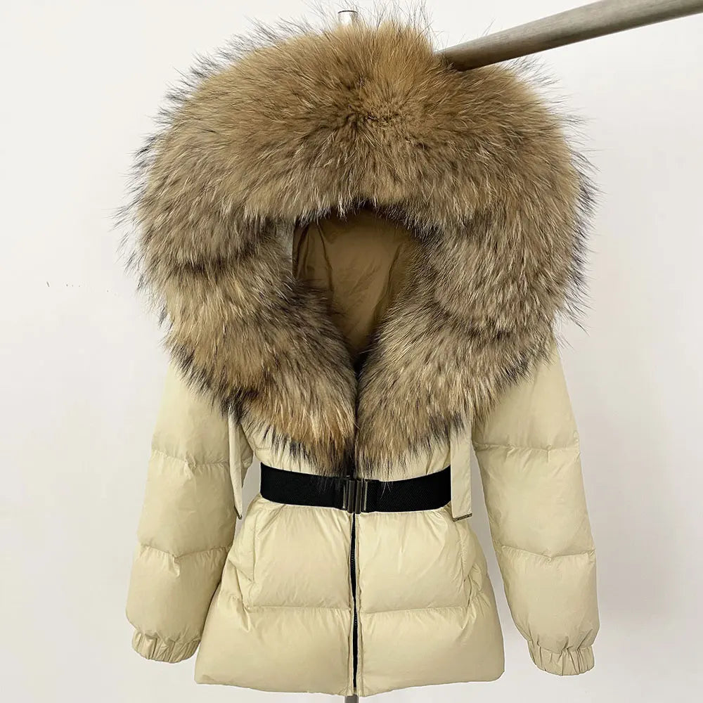 Real Fox Fur Hooded Duck Down Puffer
