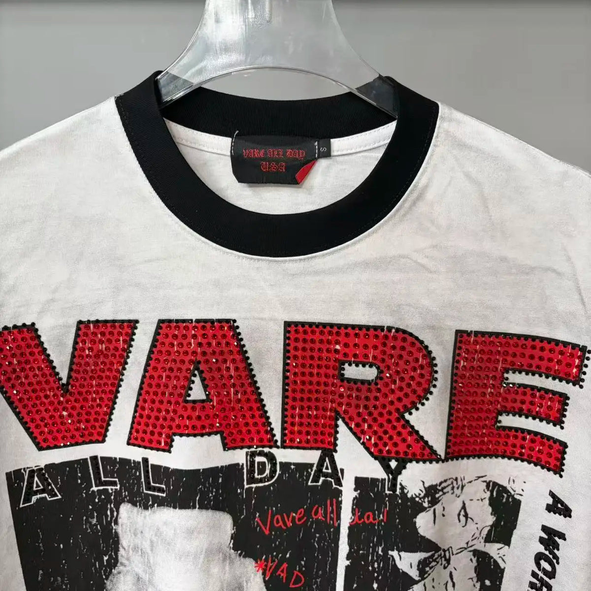 Men's Oversized Rhinestone Letter Cotton T-Shirt