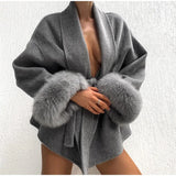 Elegant Lace-Up Woolen Jacket