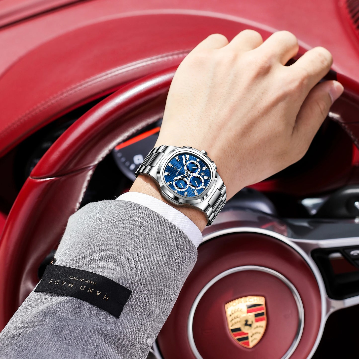 POEDAGAR Top High Quality Man Watch Luminous Waterproof Stainless Steel Men Clock Date Chronograph Quartz Business Men's Watches