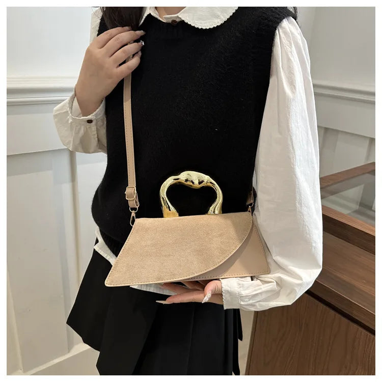 New Minimalist Design Shoulder Bag for Women Light Luxury Large Capacity Casual Metal Hand-held Crossbody Bags Female Handbag
