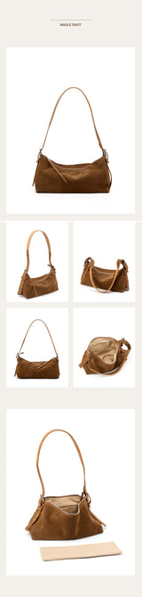 Women's Handbag New Suede Top Grain Leather Crossbody Bag Korean Style Wide Strap Shoulder Handheld Women Light Luxury Versatile