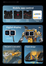 Digital display 5-in-1 transformable robot model assembly, remote control robot building blocks toy, children's toy gift