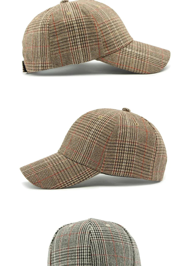 Unisex Checkered Baseball Cap with Adjustable Strap