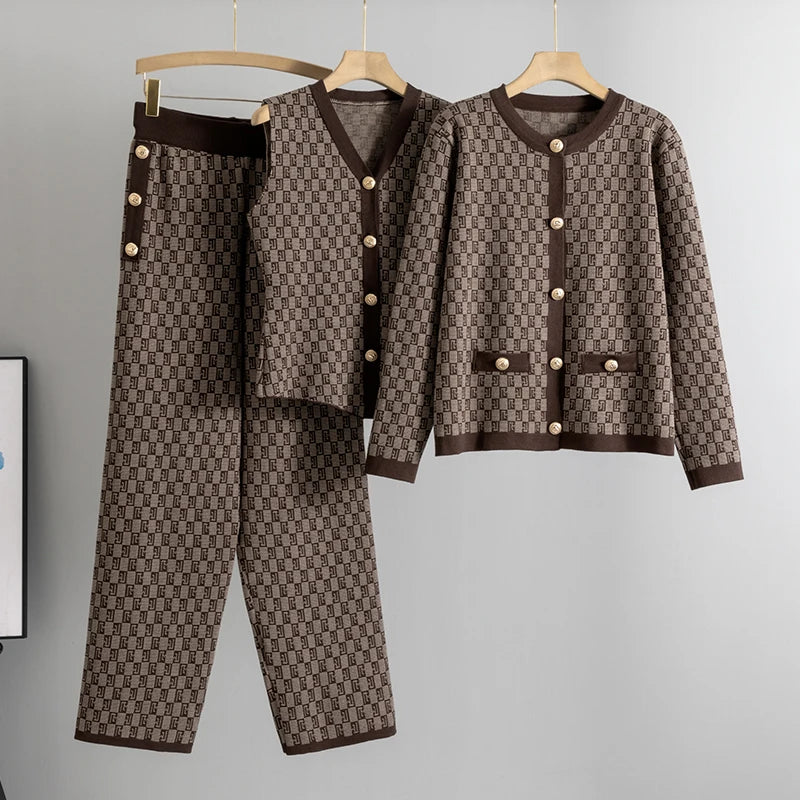 Elegant 3-Piece Geometric Knit Set – USA Made Quality