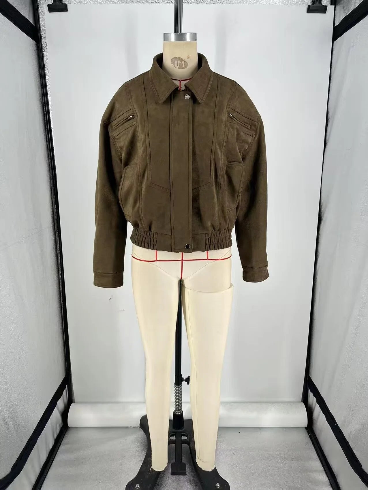 Vintage Suede Jacket For Women Long Sleeve Pocket Turn-down Collar Zipper Short Coat 2025 Autumn Winter Streetwear Lady Outwears