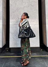 Women's Camo Wide-Leg Streetwear Trousers - High-Waist Vintage Cargo Capris