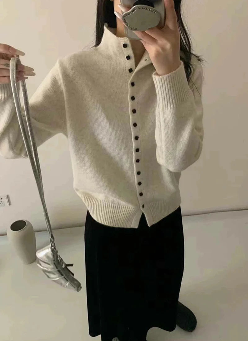 Women's Stand Collar Knit Cardigan