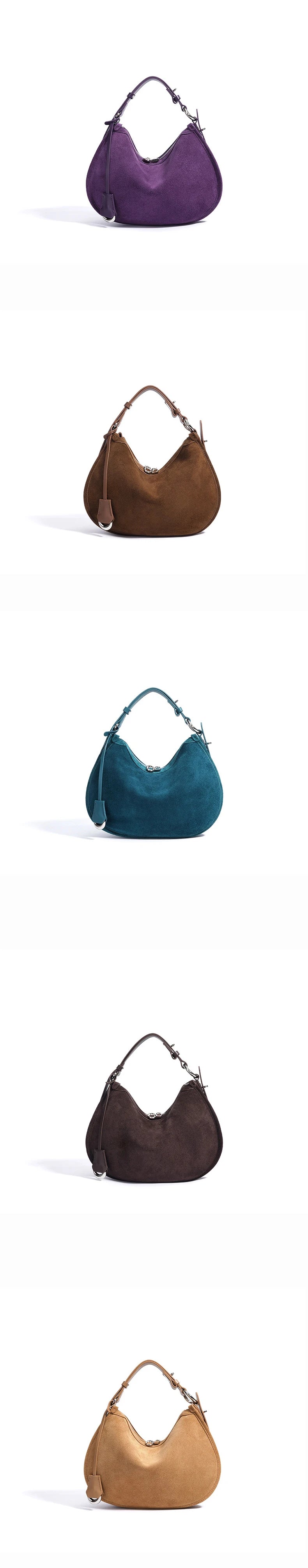 2025 Spring Summer Suede Hobo Bag Sophisticated Single Shoulder Tote Vintage Inspired Trendy Crossbody Pack Women's Handbag