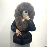 Real Fox Fur Hooded Duck Down Puffer