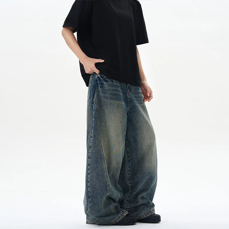 Men's Vintage Wide-Leg Denim Jeans | Relaxed Streetwear Fit