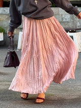 Women's Pleated Maxi Skirt – Elegant A-Line Beach Style