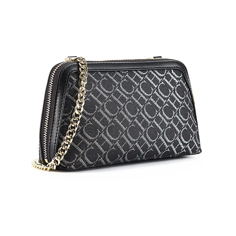Letter Printed Suede-Style Luxury Chain Shoulder Bag