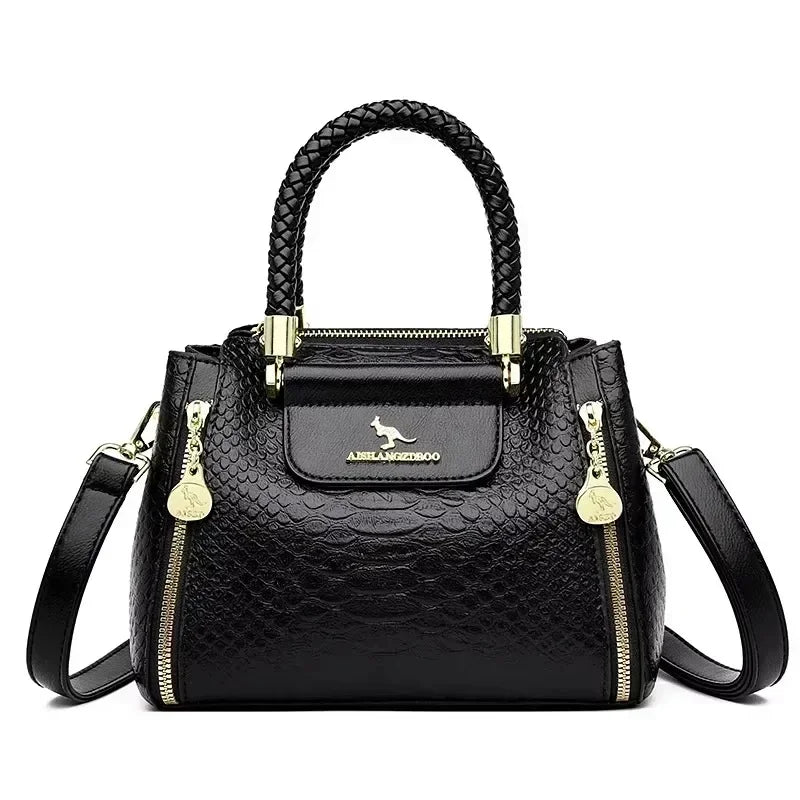 Luxury Handbag Fashion Print Large Capacity Soft Leather Women Shoulder Crossbody Bag Leisure Designer Ladies Purses and Handbag