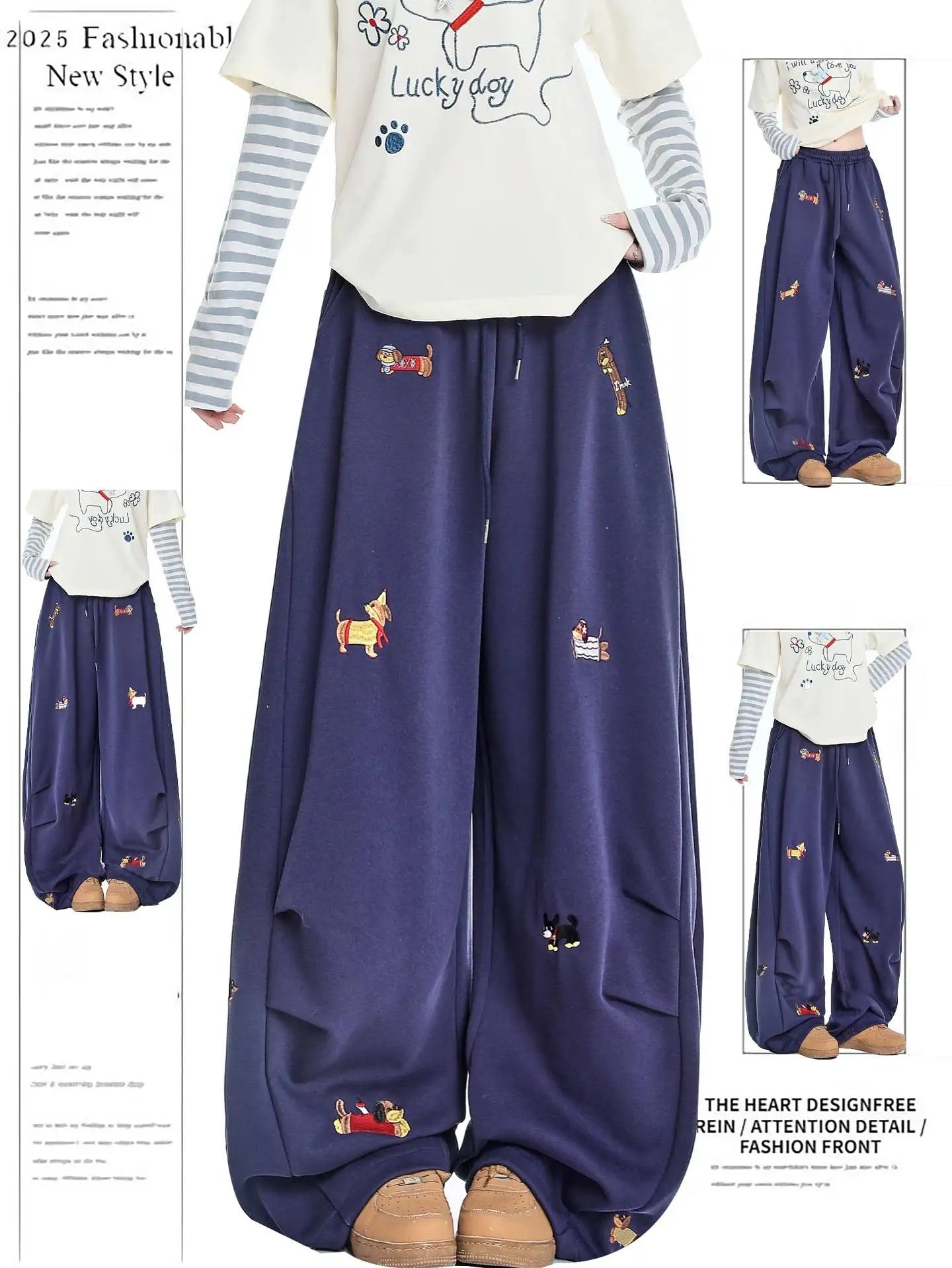 Y2K Baggy Cartoon Embroidery Jeans