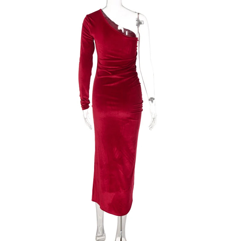Elegant Velvet Split Midi Dress