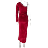 Elegant Velvet Split Midi Dress