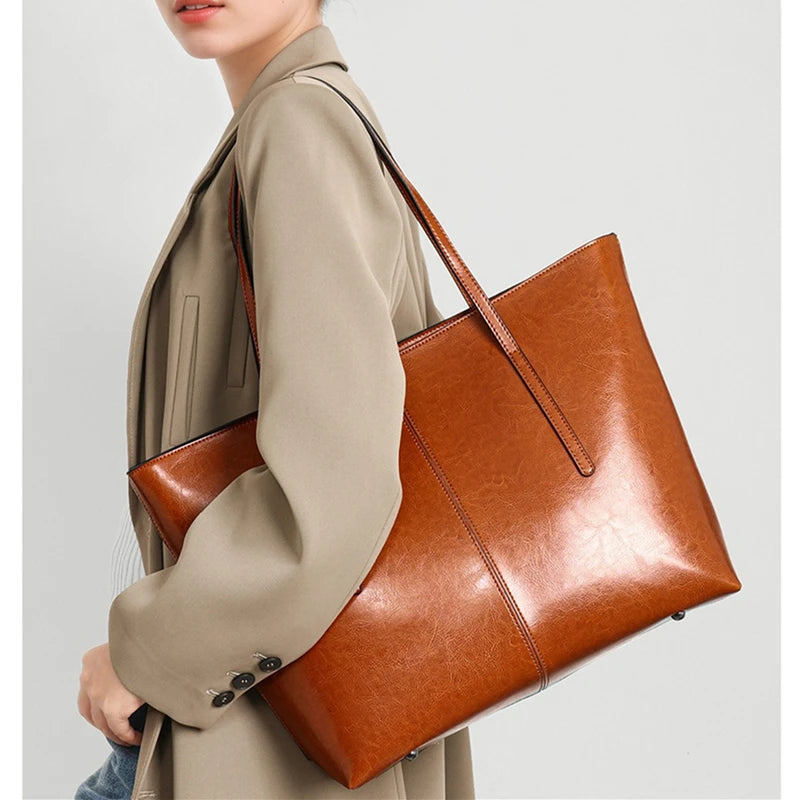 Burminsa Vintage Genuine Leather Tote Bag for Women