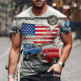 Vintage Route 66 Biker Print Men's Graphic Tee