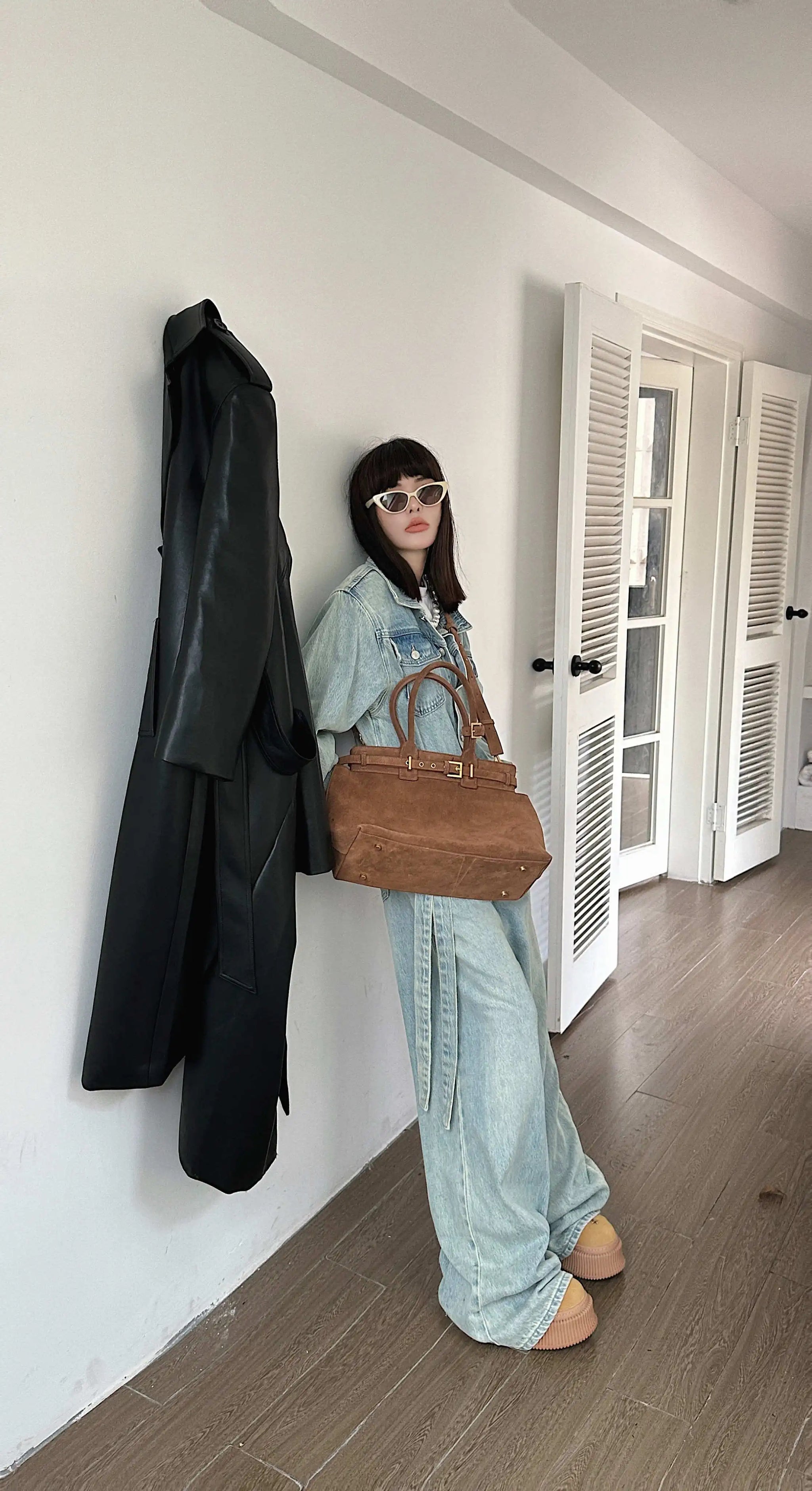 Motingsome 100% Natural Suede Bag Women Tote Luxury Designer Bags Roomy Casual Tote Crossbody Fashionable Handbag and Purses New
