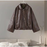 Chic Stand Collar Leather Jacket