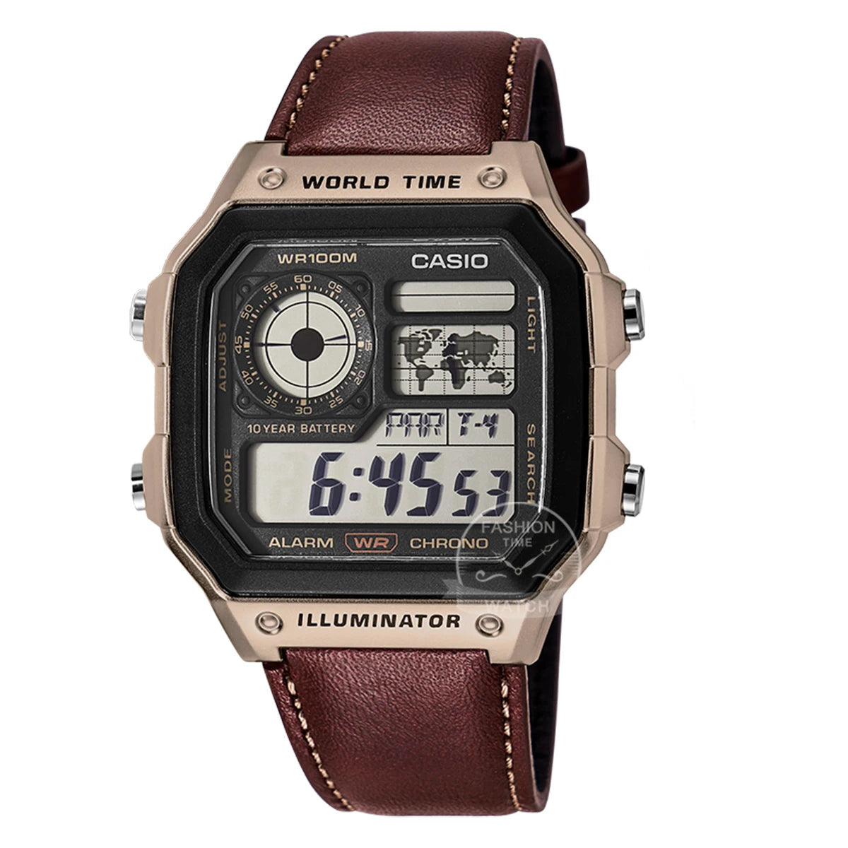 Casio AE-1200WHL-5A Men's Digital World Time Leather Sport Watch