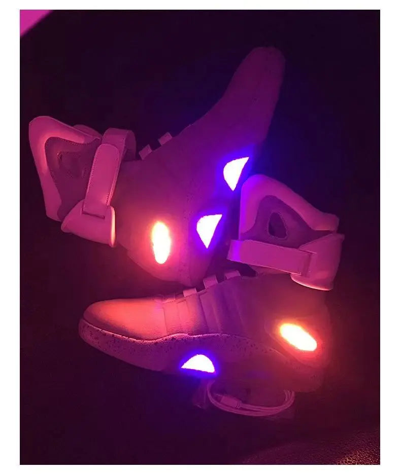 Remote Control LED Mag Shoes Fashion Light Up Sneakers  for Men Air Shoes USB Recharging Shoes Back To The Future Boots 1989
