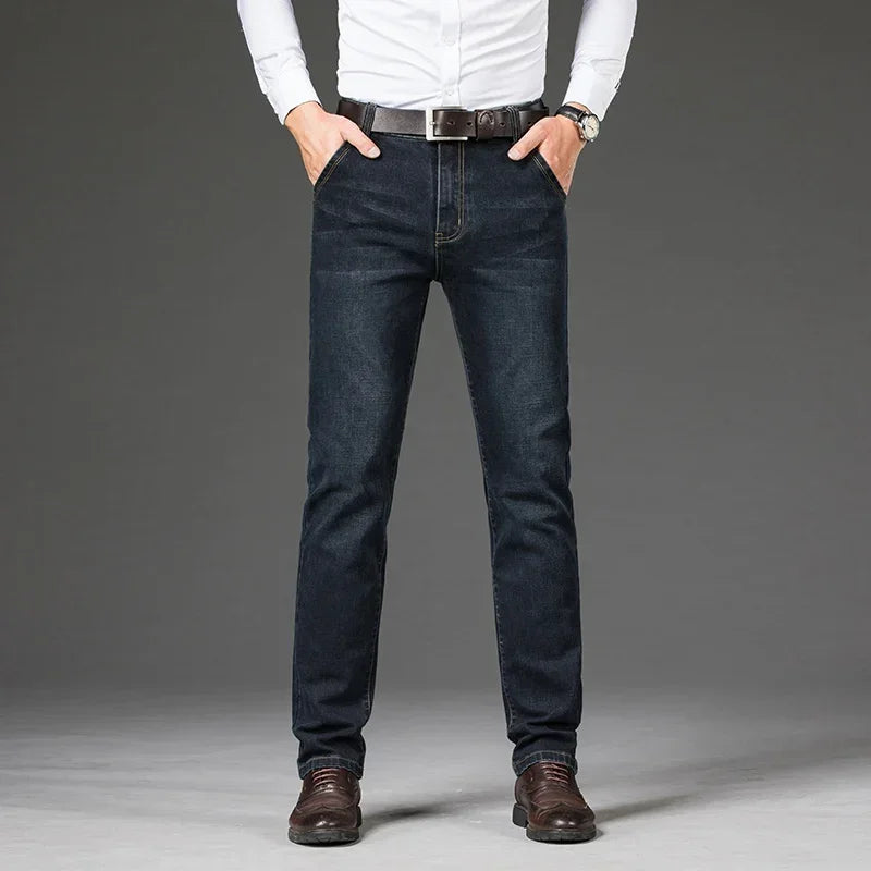Men's Classic Straight-Leg Denim Jeans | Blue & Black