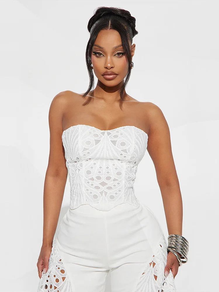 Strapless Eyelet Two-Piece Set